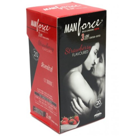 Manforce Strawberry Flavor Condoms 20 pcs Pack