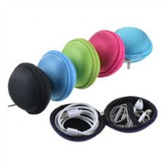 USB Cable Earphone  Portable Carrying Case (Round)